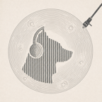 The Moondog logo: a dog in headphones inside a moon that is also a record